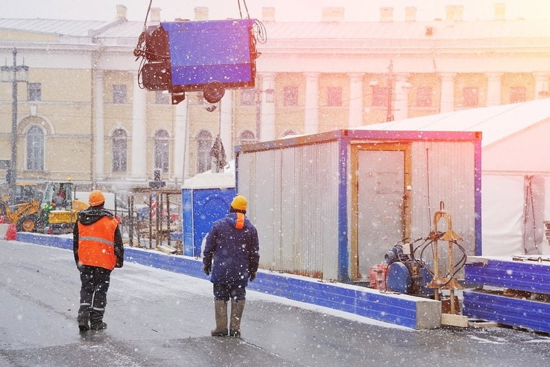 Foto einer Baustelle im Winter